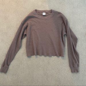aritzia waffle knit long sleeve crop